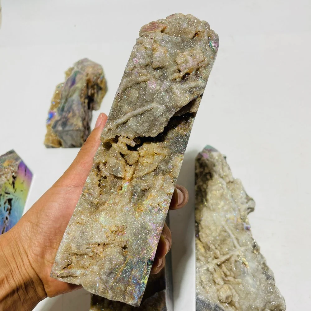 6 Pieces Large Aura Druzy Sphalerite Tower - Image 4