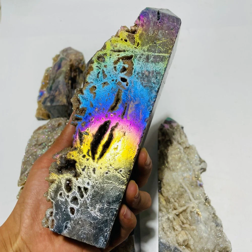 6 Pieces Large Aura Druzy Sphalerite Tower - Image 5