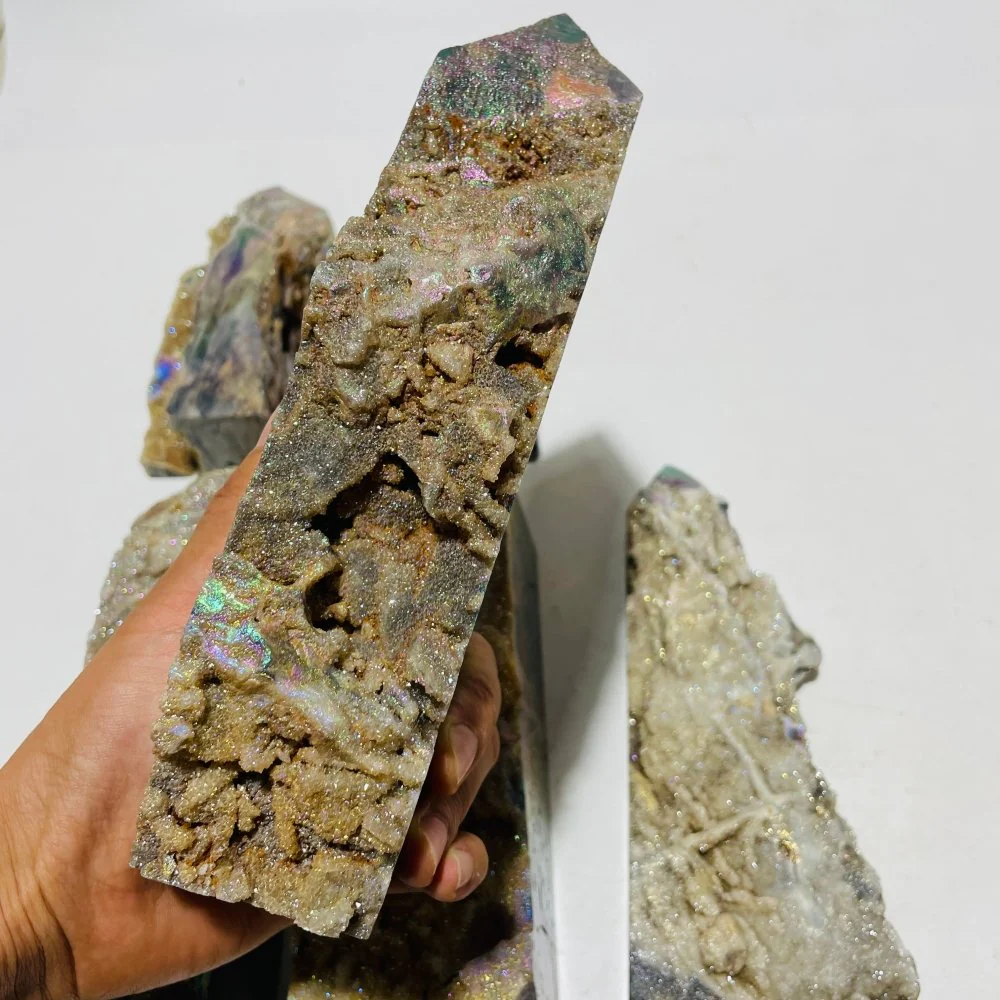 6 Pieces Large Aura Druzy Sphalerite Tower - Image 6