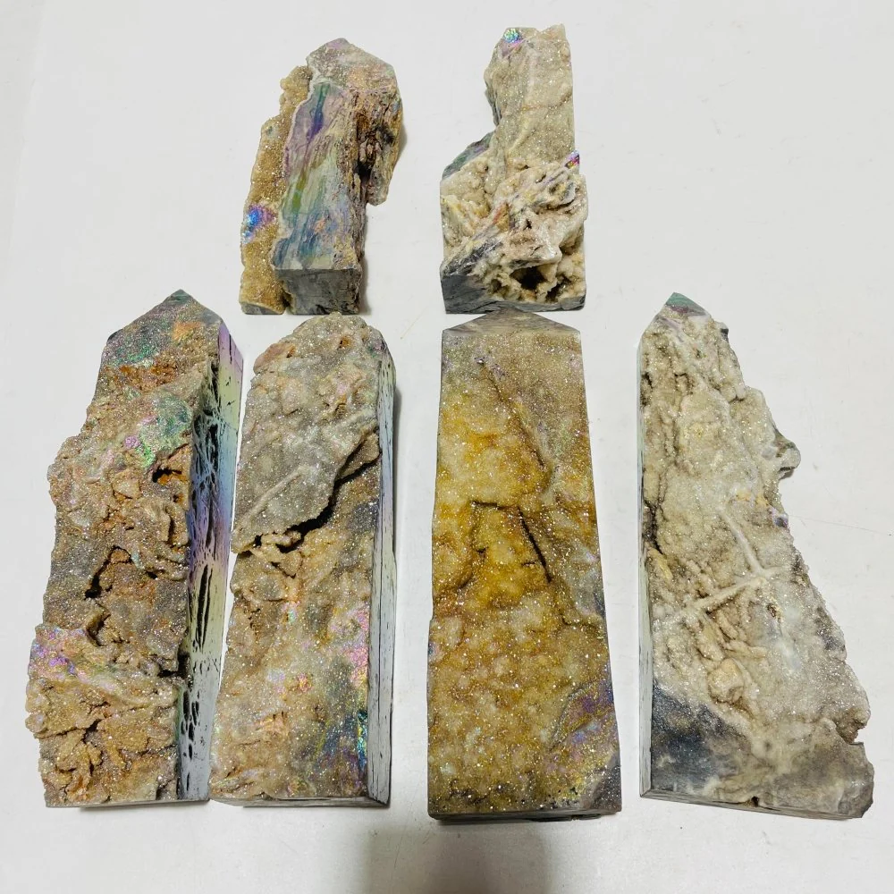 6 Pieces Large Aura Druzy Sphalerite Tower - Image 7