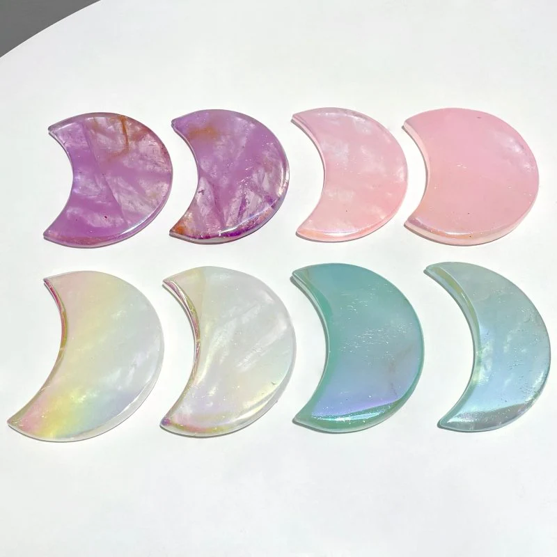 Aura Mixed Color Clear Quartz Moon Carving Wholesale