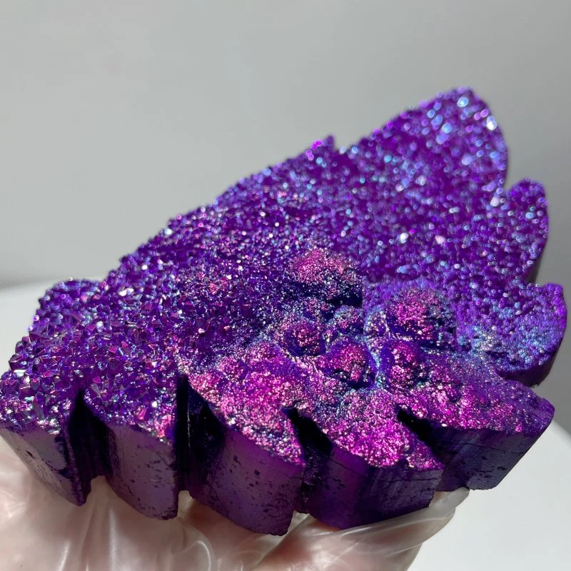 Aura Quartz Cluster Demon And Angel Wing Carving With Stand - Image 2