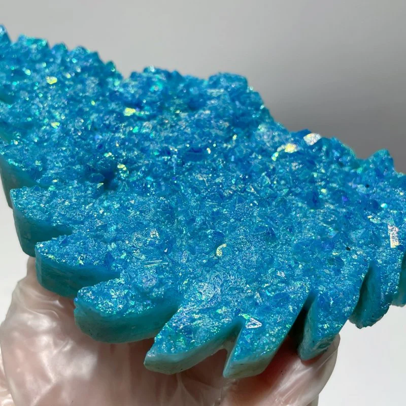 Aura Quartz Cluster Demon And Angel Wing Carving With Stand - Image 4