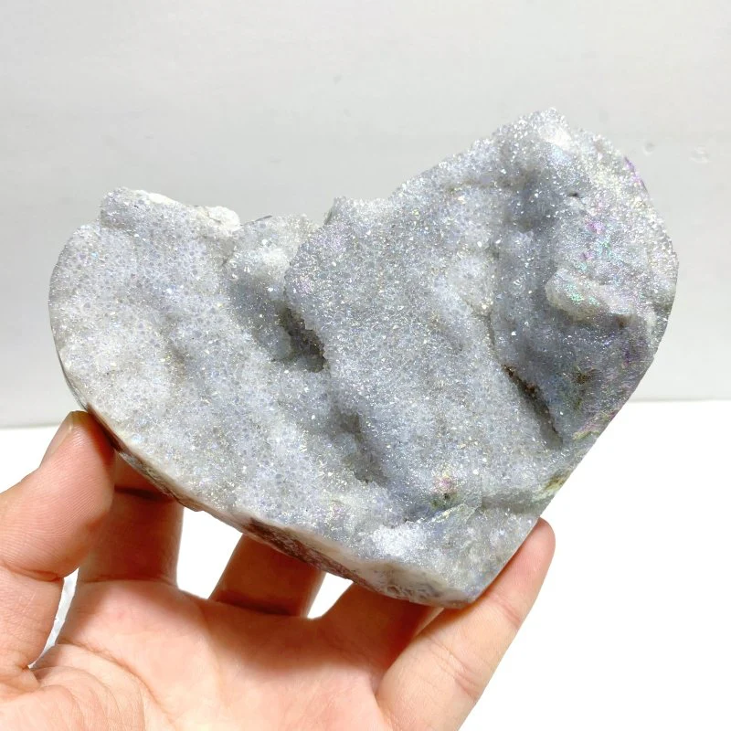 6 Pieces Aura Quartz Cluster Heart With Stand #1 - Image 4