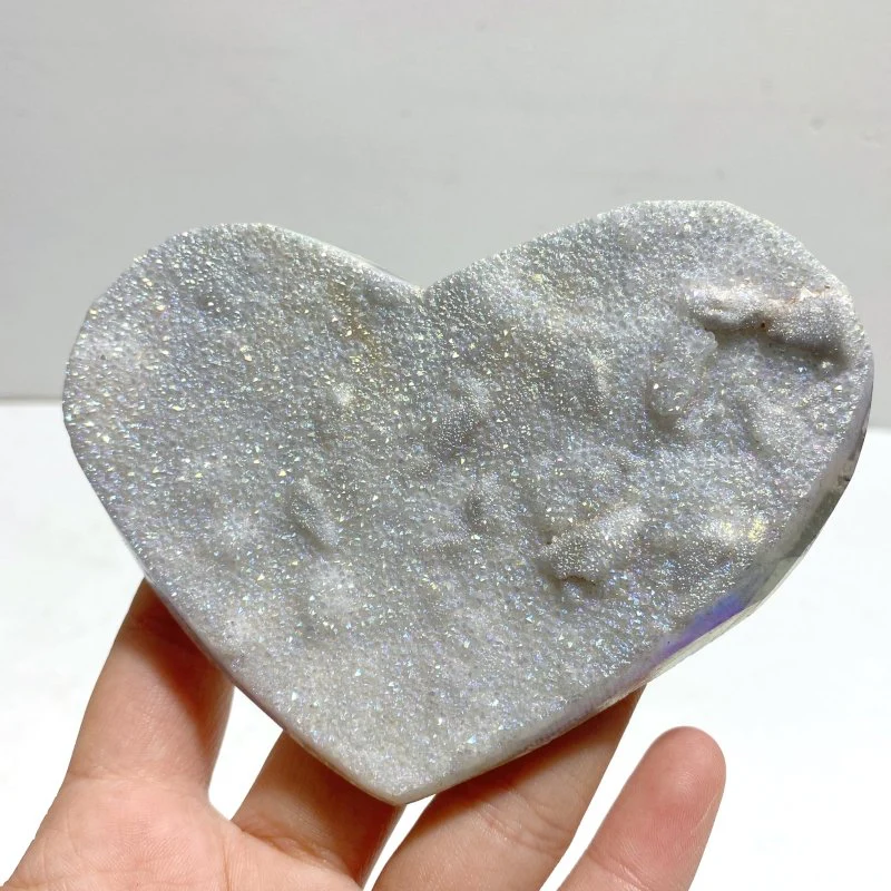 8 Pieces Aura Quartz Cluster Heart With Stand #2 - Image 2