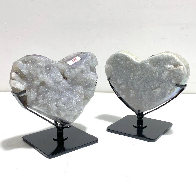 8 Pieces Aura Quartz Cluster Heart With Stand #2 - Image 5