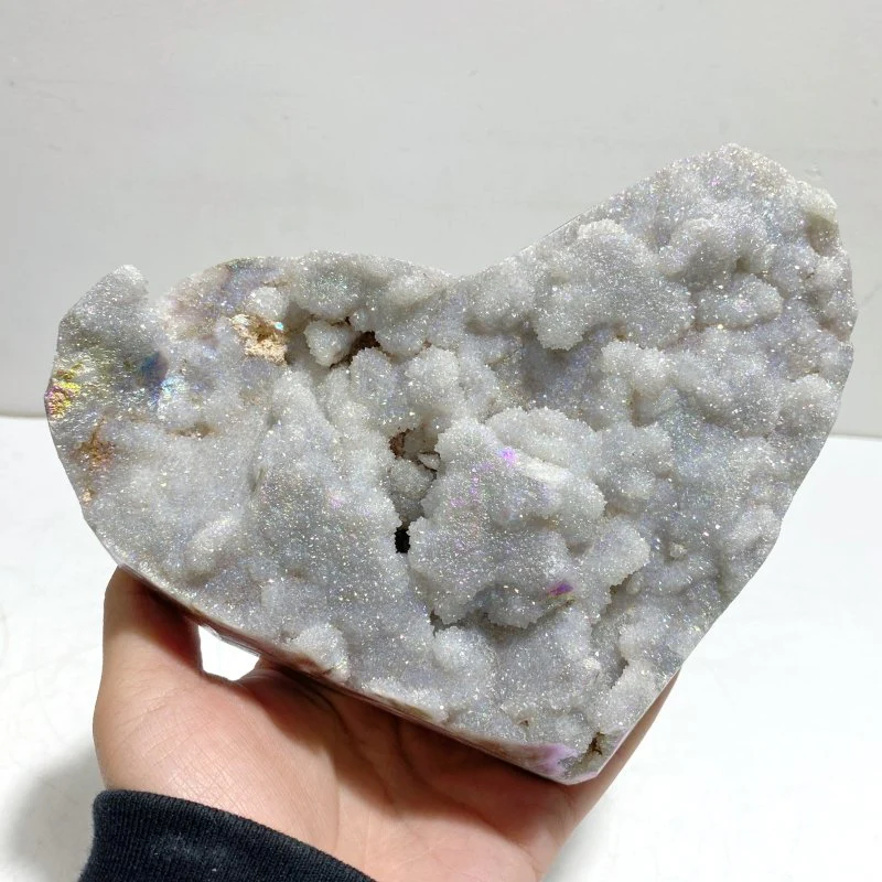 3 Pieces Aura Quartz Cluster Heart With Stand #4 - Image 2