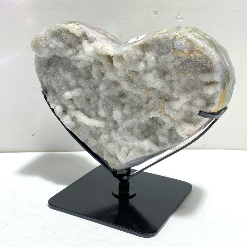 3 Pieces Aura Quartz Cluster Heart With Stand #4 - Image 6