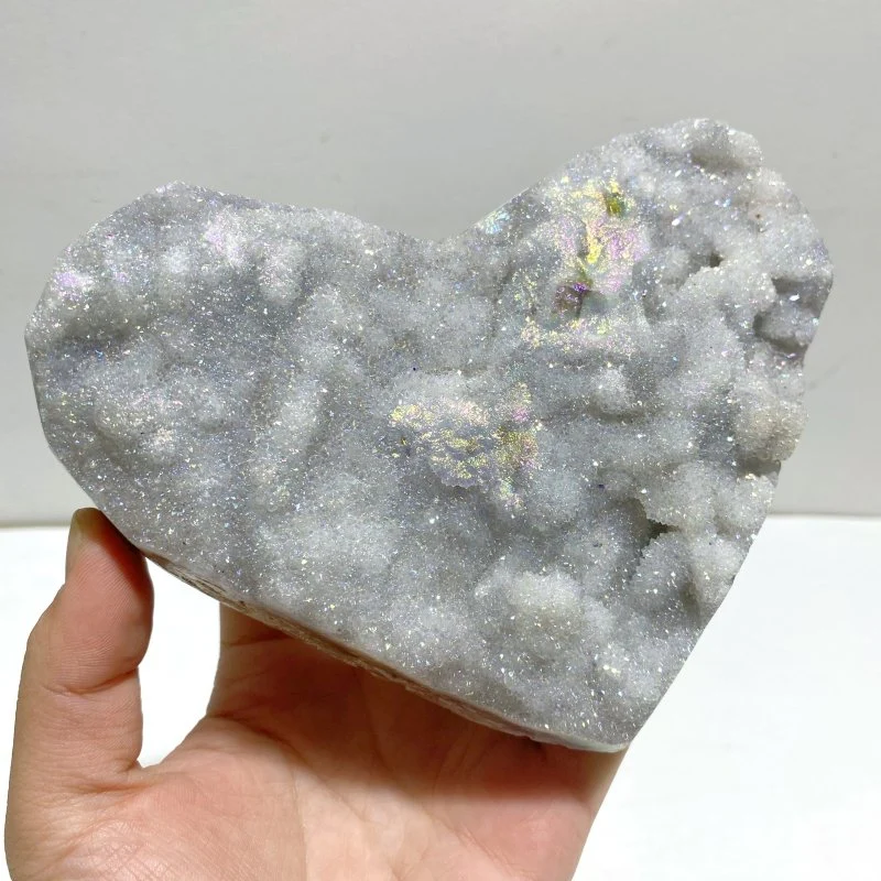 5 Pieces Aura Quartz Cluster Heart With Stand #5 - Image 2