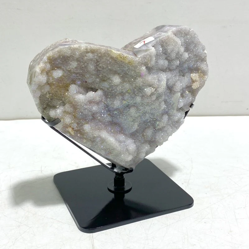 5 Pieces Aura Quartz Cluster Heart With Stand #5 - Image 5