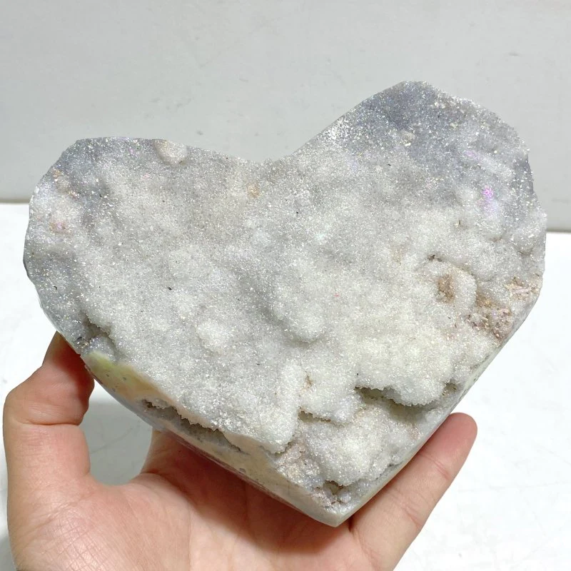 5 Pieces Aura Quartz Cluster Heart With Stand #5 - Image 6