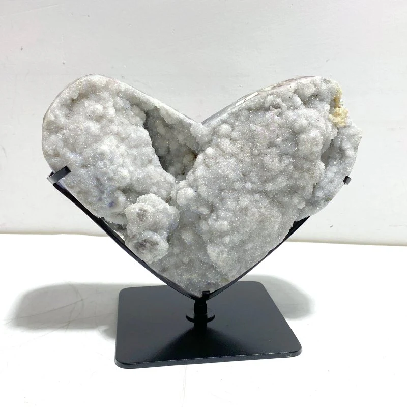 Unique Large Aura Quartz Cluster Heart With Stand #6