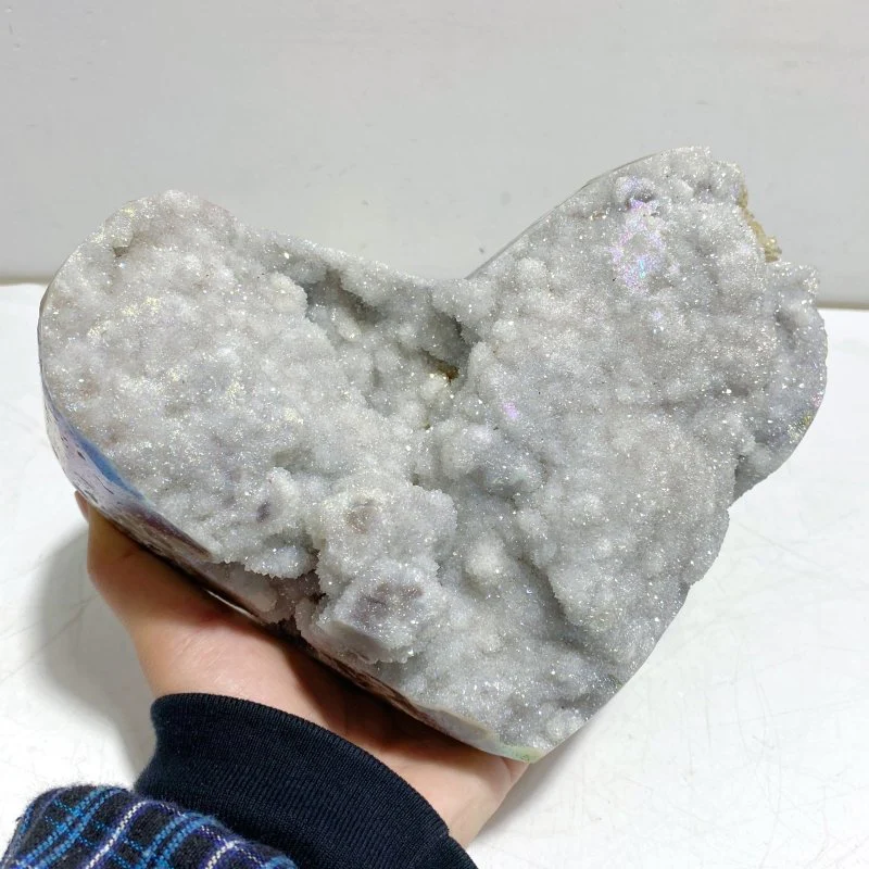 Unique Large Aura Quartz Cluster Heart With Stand #6 - Image 2