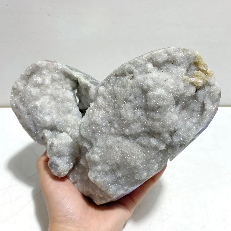 Unique Large Aura Quartz Cluster Heart With Stand #6 - Image 3