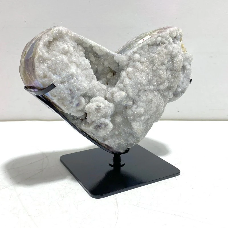 Unique Large Aura Quartz Cluster Heart With Stand #6 - Image 5