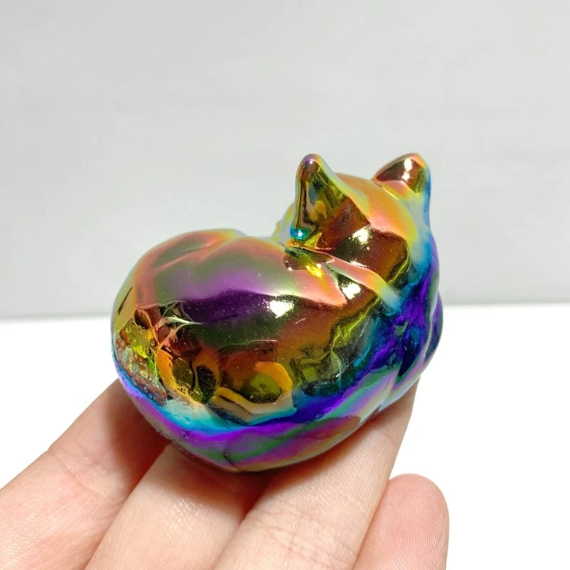 Aura Silver Sheen Obsidian Sleeping Cat Carving Wholesale - Image 3