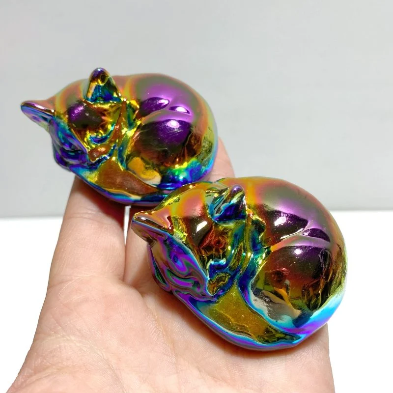 Aura Silver Sheen Obsidian Sleeping Cat Carving Wholesale - Image 4
