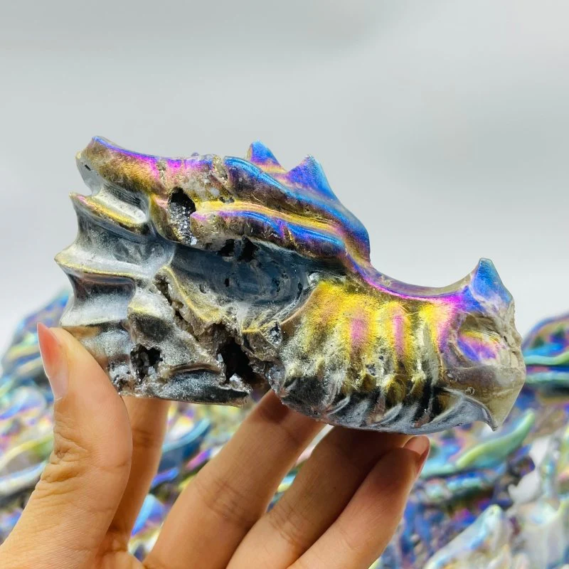 19 Pieces Large Aura Sphalerite Dragon Head Carving - Image 3