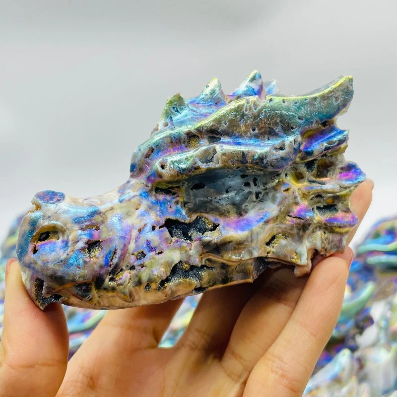 19 Pieces Large Aura Sphalerite Dragon Head Carving - Image 6