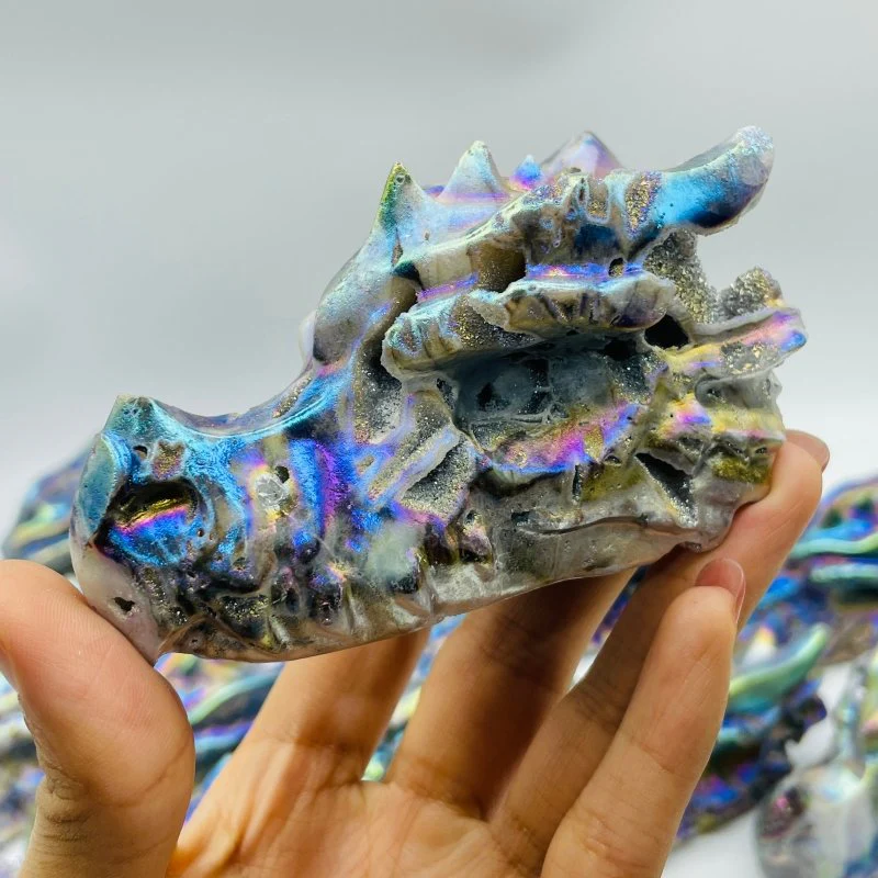 19 Pieces Large Aura Sphalerite Dragon Head Carving - Image 8