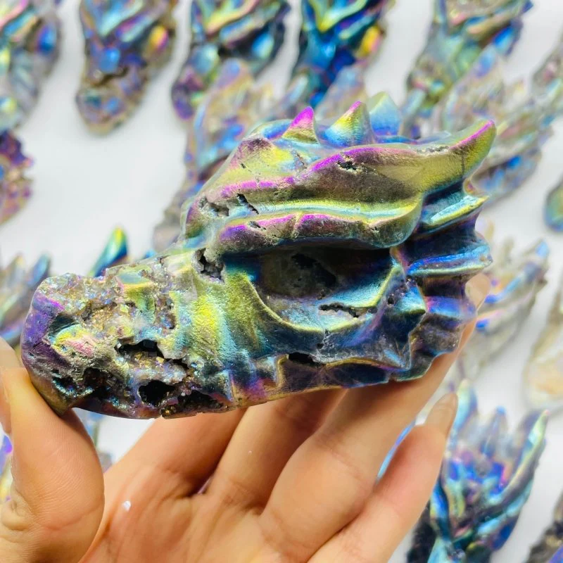23 Pieces Large Aura Sphalerite Dragon Head Carving Clearance - Image 3