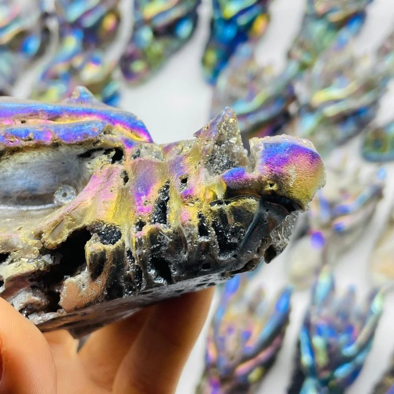 23 Pieces Large Aura Sphalerite Dragon Head Carving Clearance - Image 4