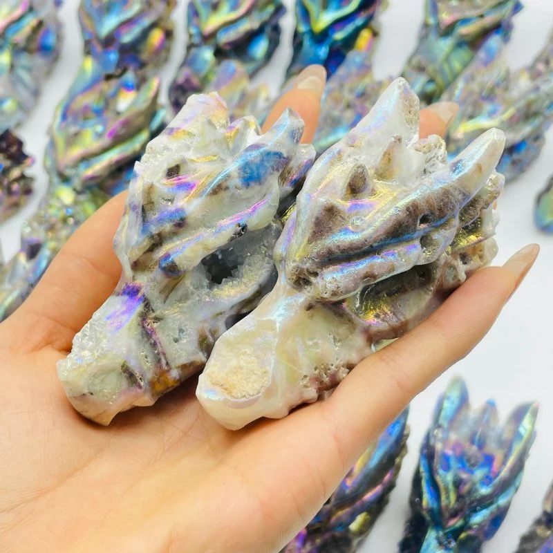 23 Pieces Large Aura Sphalerite Dragon Head Carving Clearance - Image 6