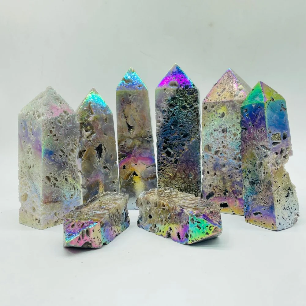 Aura Sphalerite Geode Quartz Four-Sided Tower Points Wholesale - Image 3