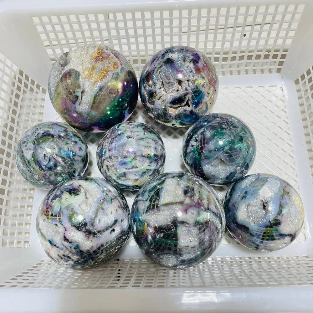 8 Pieces Geode Aura Sphalerite Sphere Ball - Image 2
