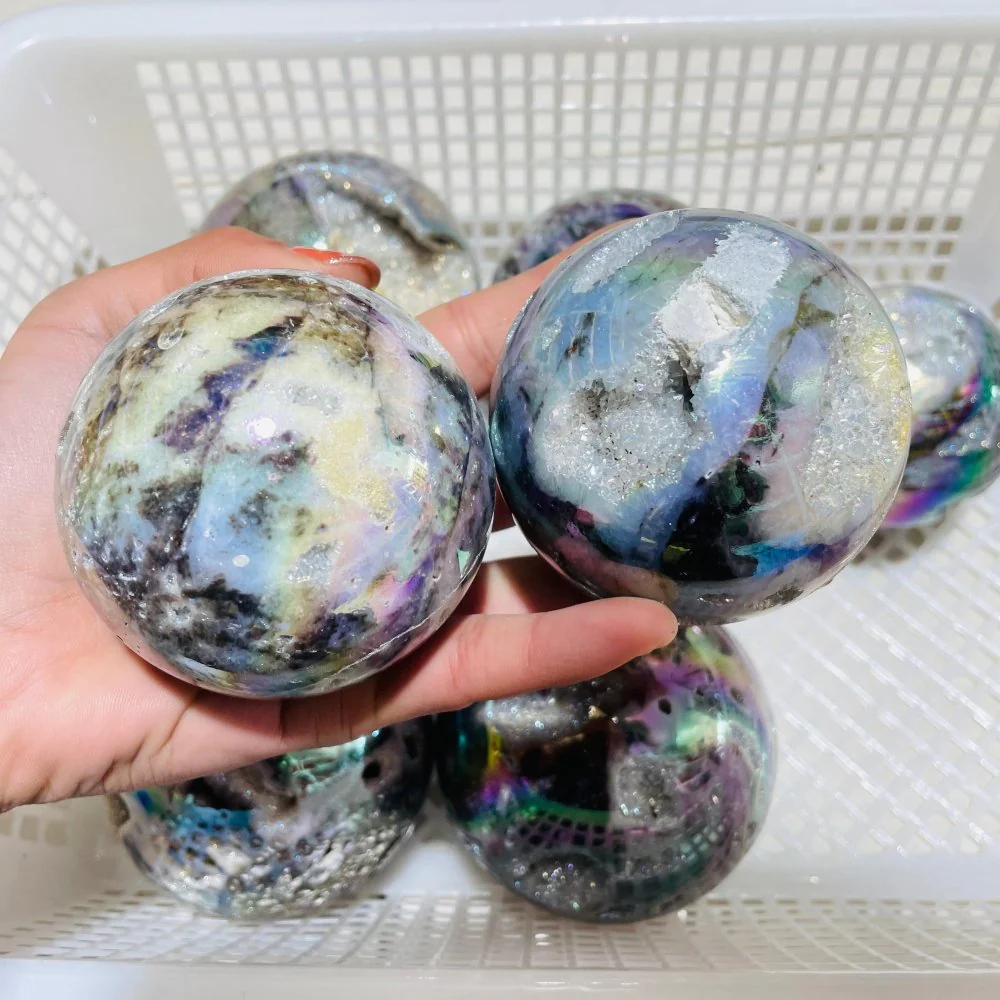 8 Pieces Geode Aura Sphalerite Sphere Ball - Image 6