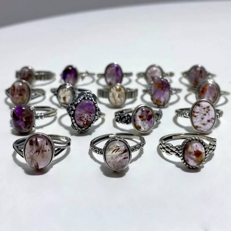 17 Pieces Auralite 23 Crystal Different Styles Sterling Silver Ring