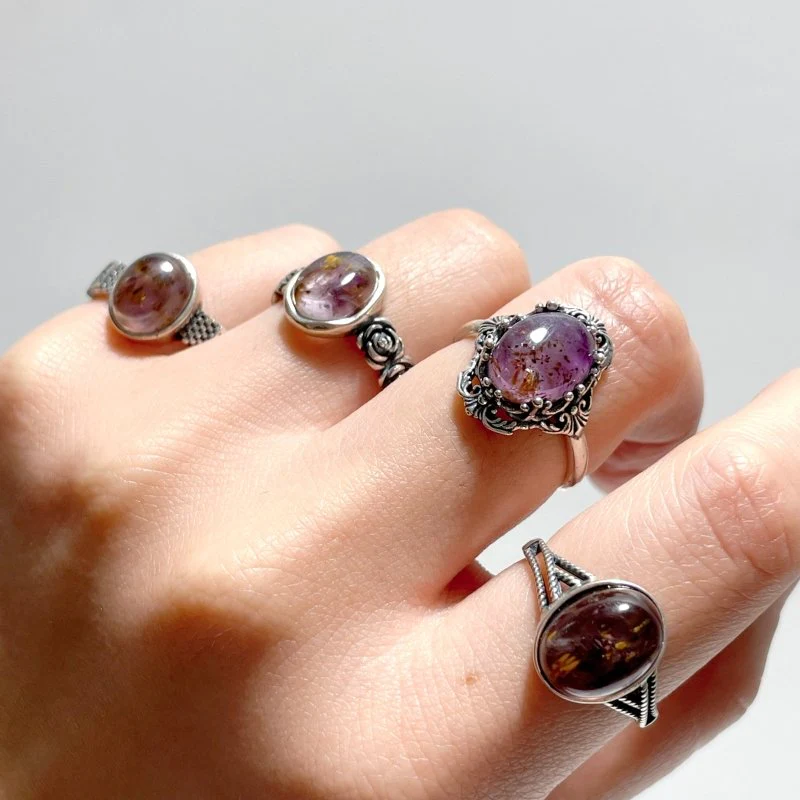 17 Pieces Auralite 23 Crystal Different Styles Sterling Silver Ring - Image 2