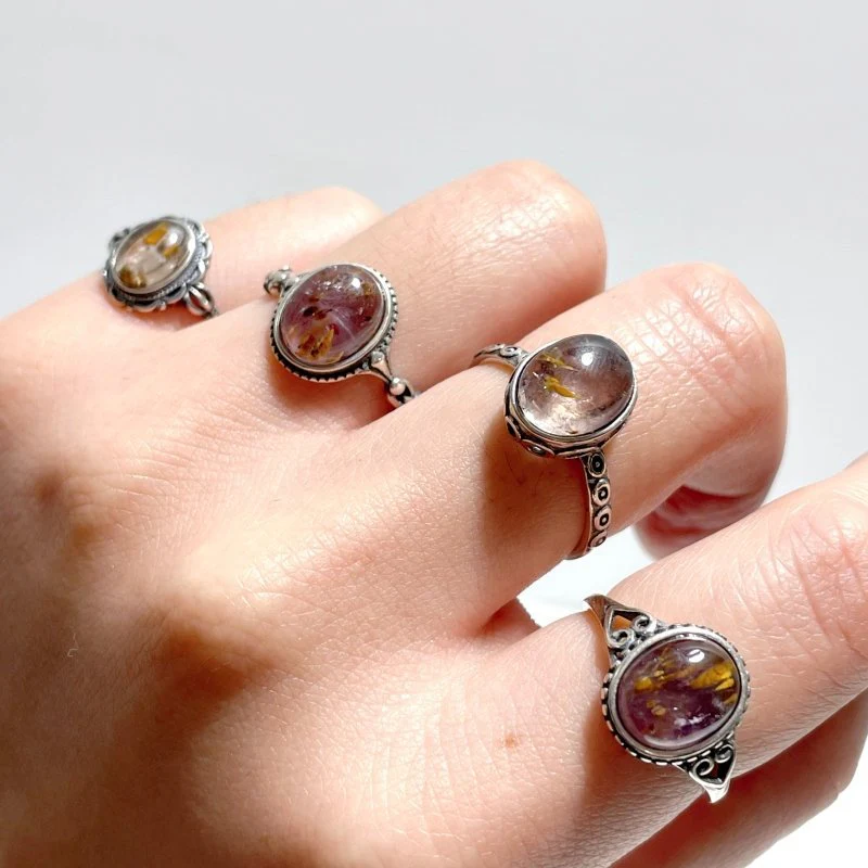17 Pieces Auralite 23 Crystal Different Styles Sterling Silver Ring - Image 4