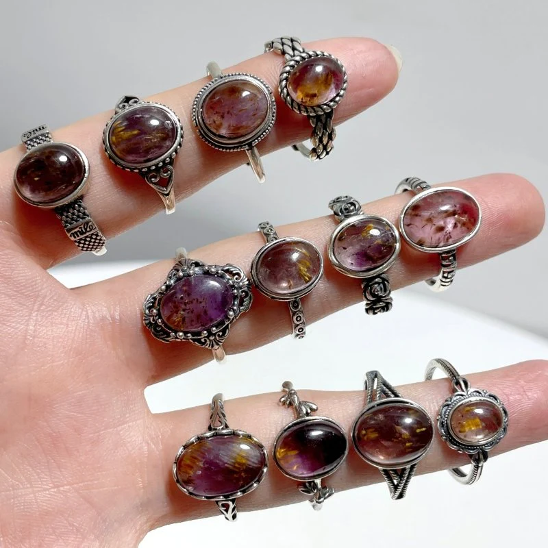 17 Pieces Auralite 23 Crystal Different Styles Sterling Silver Ring - Image 6