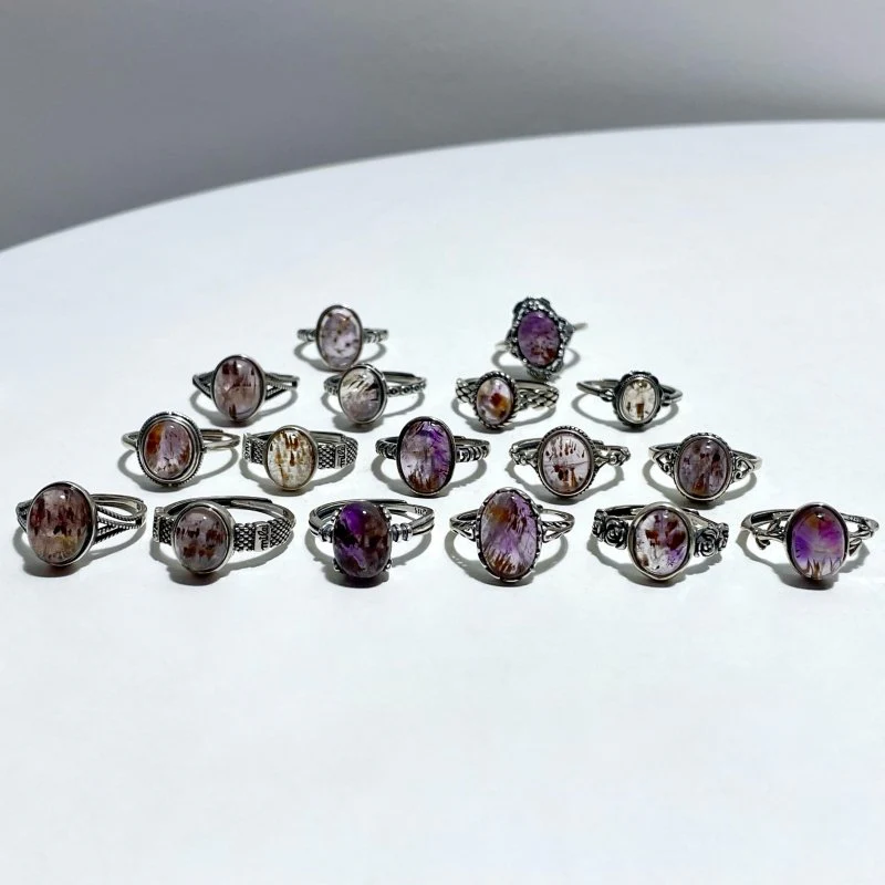 17 Pieces Auralite 23 Crystal Different Styles Sterling Silver Ring - Image 8