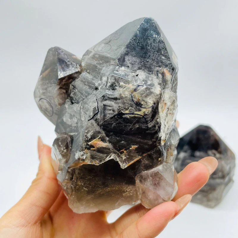 3 Pieces Enhydro Backbone Crystal Specimen Smoky Quartz Stone For Collection - Image 2