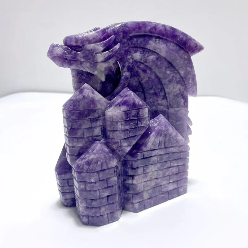 Beautiful Lepidolite Flying Dragon Carving - Image 3