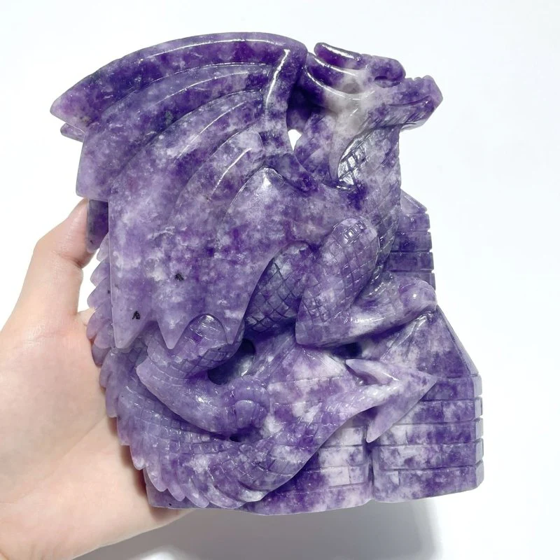 Beautiful Lepidolite Flying Dragon Carving - Image 5
