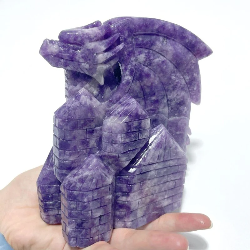 Beautiful Lepidolite Flying Dragon Carving - Image 6
