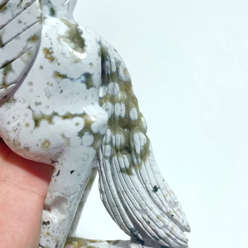 Beautiful 8th Vein Ocean Jasper Unicorn/Pegasus Carving - Image 7