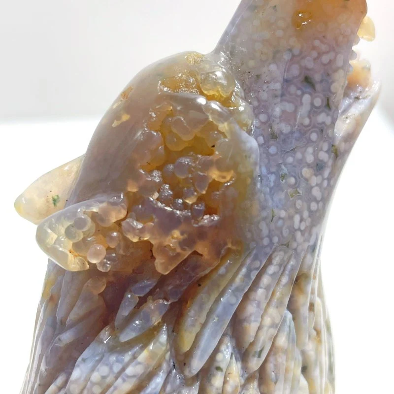 Beautiful 8th Vein Ocean Jasper Wolf Carving - Image 3