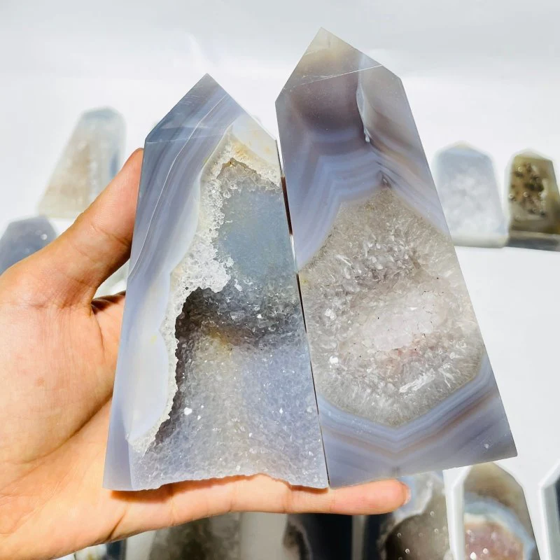 21 Pieces Beautiful Large Agate Geode Druzy Four-Sided Points - Image 6
