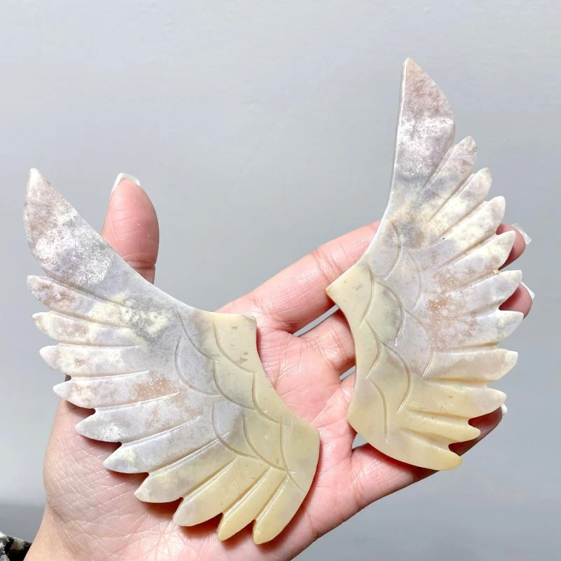 4 Pairs Beautiful Agate Small Pegasus Wing Carving With Stand - Image 5