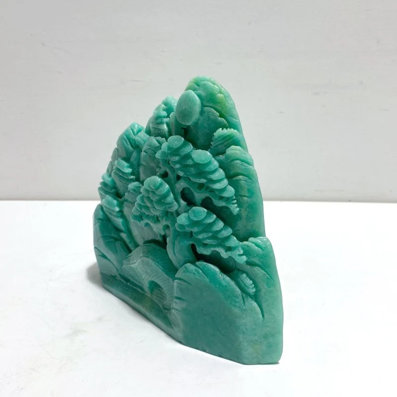 Beautiful Amazonite Landscape Pavilion Carving #2 - Image 3