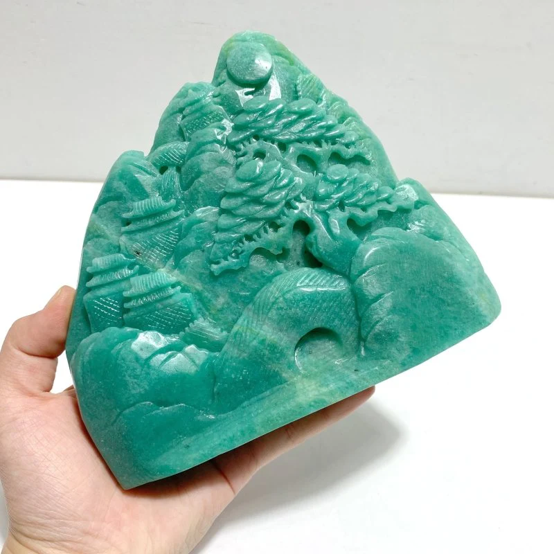 Beautiful Amazonite Landscape Pavilion Carving #2 - Image 4