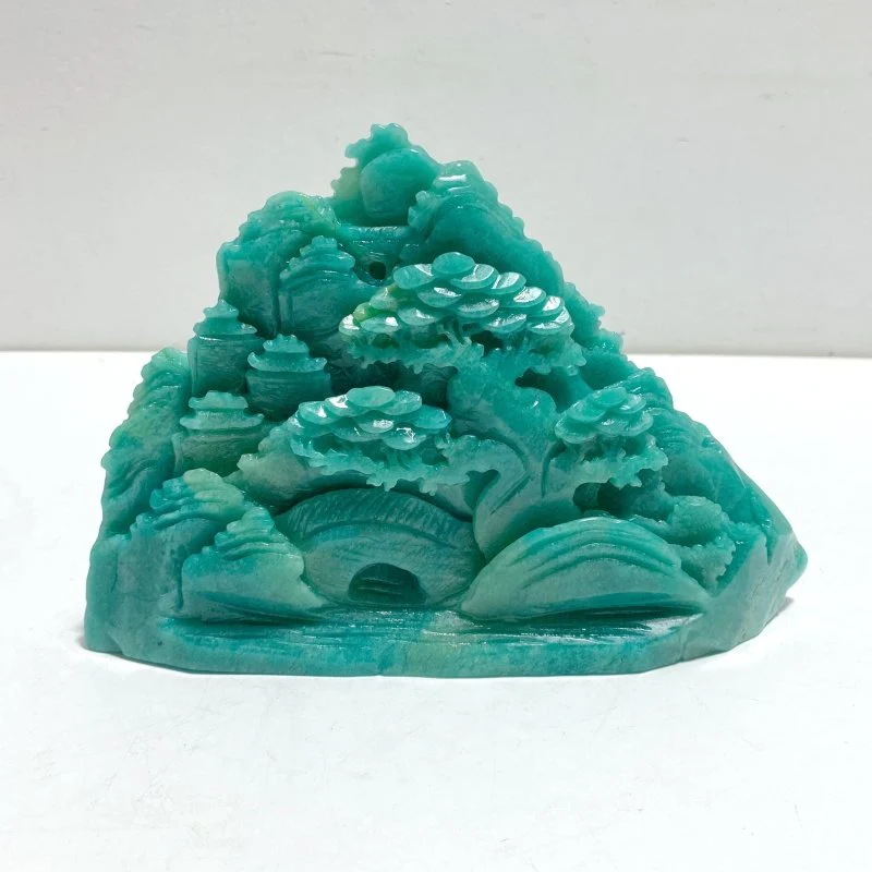 Beautiful Amazonite Landscape Pavilion Carving #3