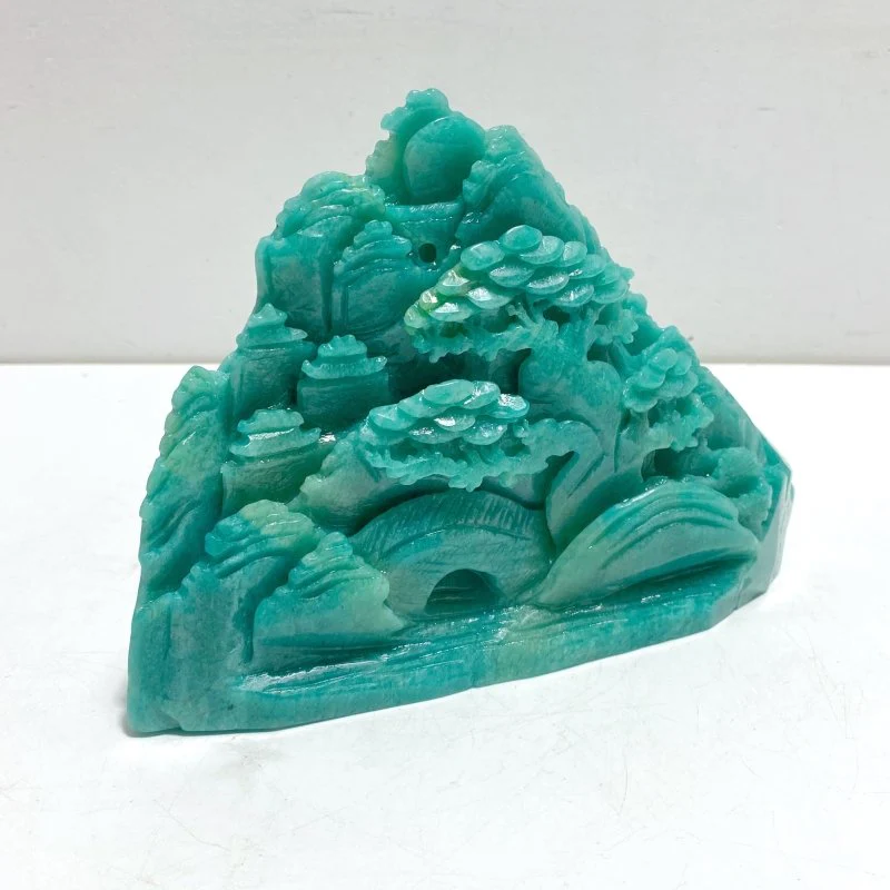 Beautiful Amazonite Landscape Pavilion Carving #3 - Image 2