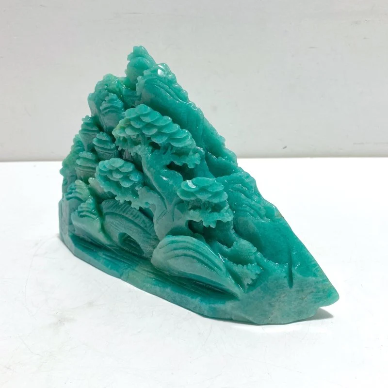 Beautiful Amazonite Landscape Pavilion Carving #3 - Image 3