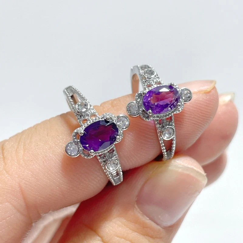 Beautiful Amethyst Cut Faceted Ring Wholesale - Image 3