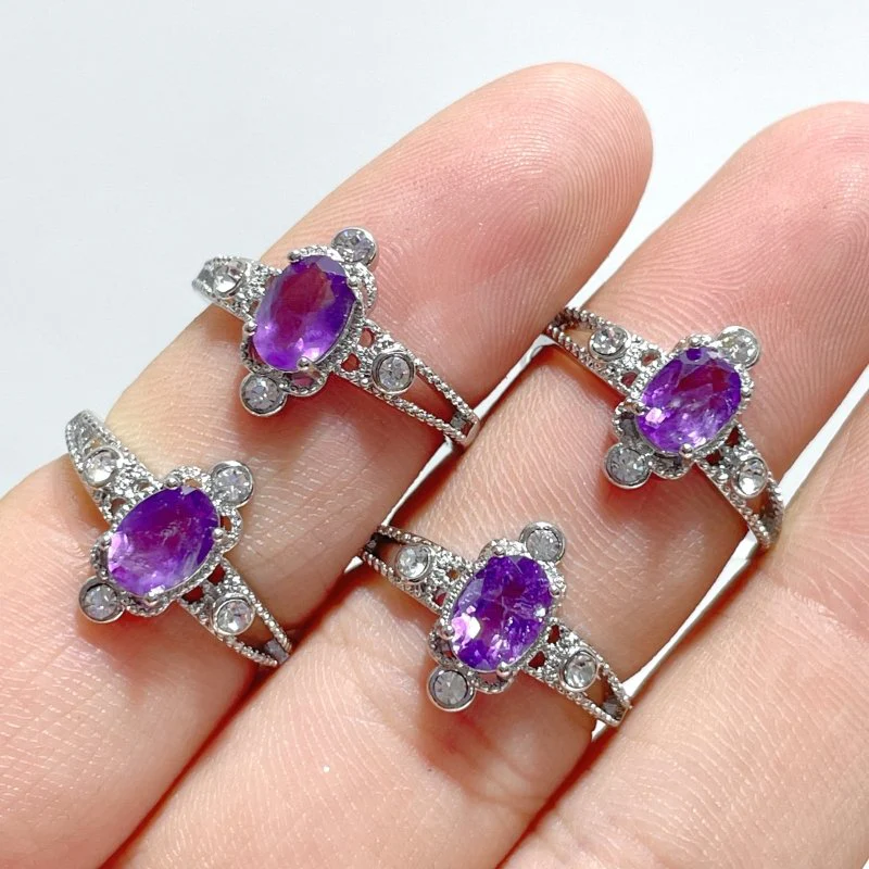 Beautiful Amethyst Cut Faceted Ring Wholesale - Image 4